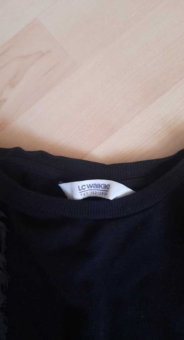 kız çocuk Siyah Fırfırlı Sweatshirt - Görsel 2