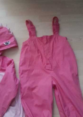 Kız Çocuk Pembe Fermuarlı Yağmurluk Takımı - Görsel 3