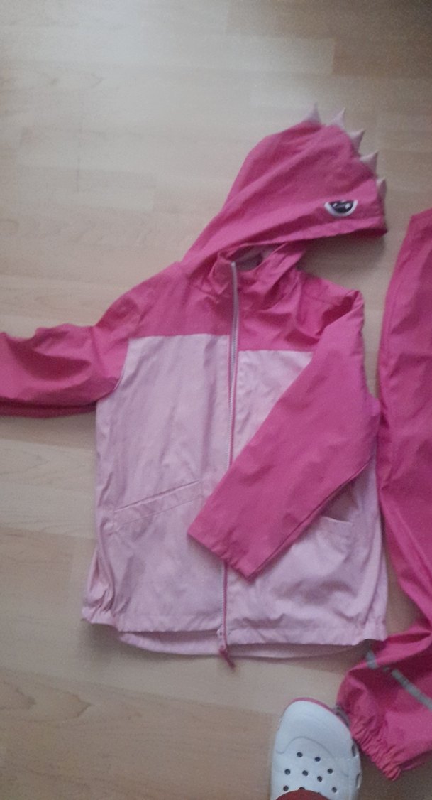 Kız Çocuk Pembe Fermuarlı Yağmurluk Takımı - Görsel 2