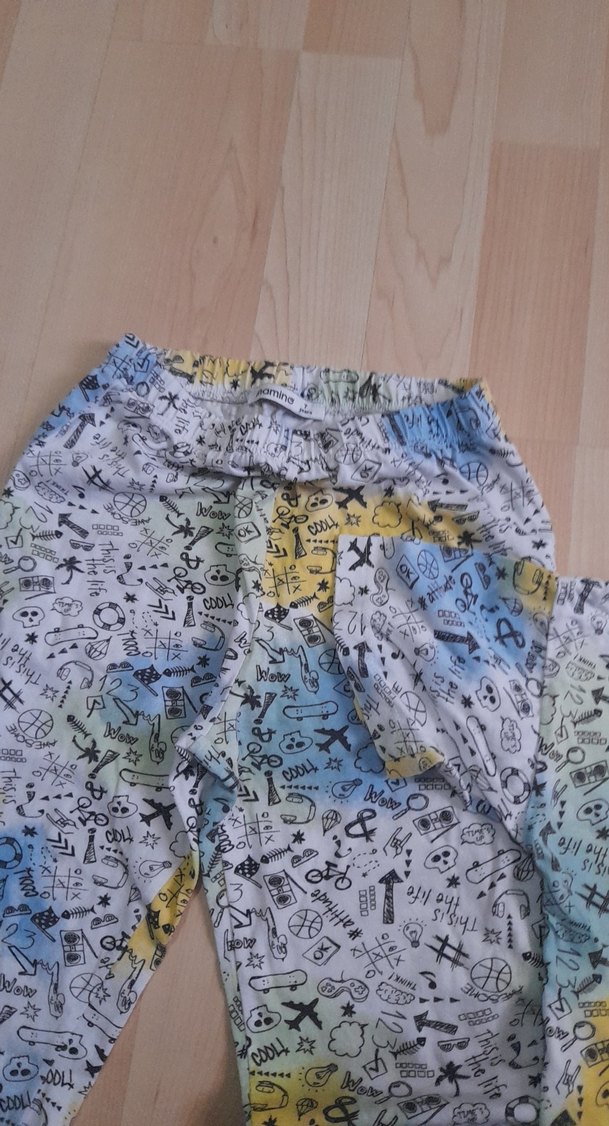 Çok Renkli Pastel Batik Desenli Çocuk İçlik Takımı - Görsel 3