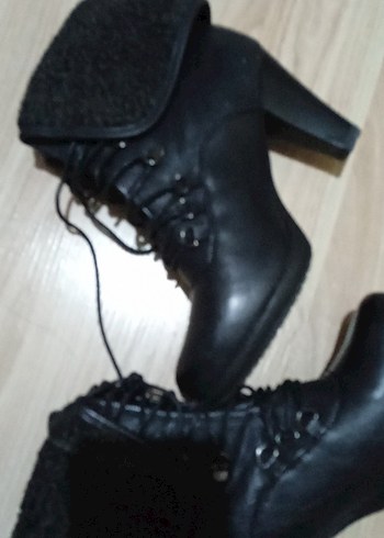 Siyah Deri Kürklü Gotik Topuklu Bot - Görsel 2