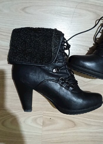 Siyah Deri Kürklü Gotik Topuklu Bot - Görsel 3