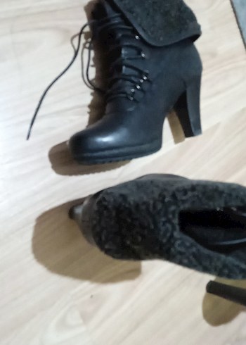 Siyah Deri Kürklü Gotik Topuklu Bot - Görsel 4