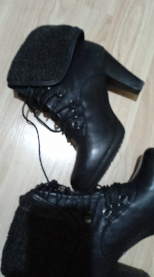 Siyah Deri Kürklü Gotik Topuklu Bot - Görsel 2