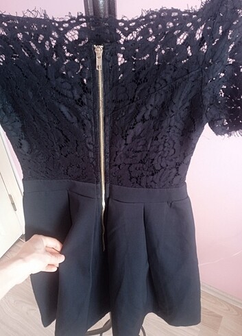 Siyah balon etek üst kısmı tül elbise - Görsel 8