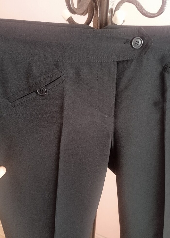 Siyah yüksek bel İspanyol paça siyah pantolon  - Görsel 4