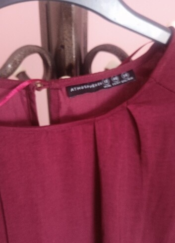 Bordo saten bluz  - Görsel 2