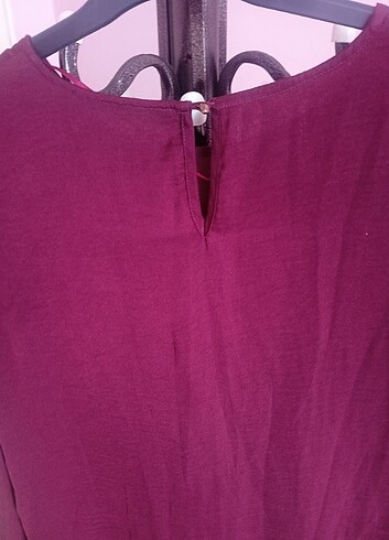 Bordo saten bluz  - Görsel 3