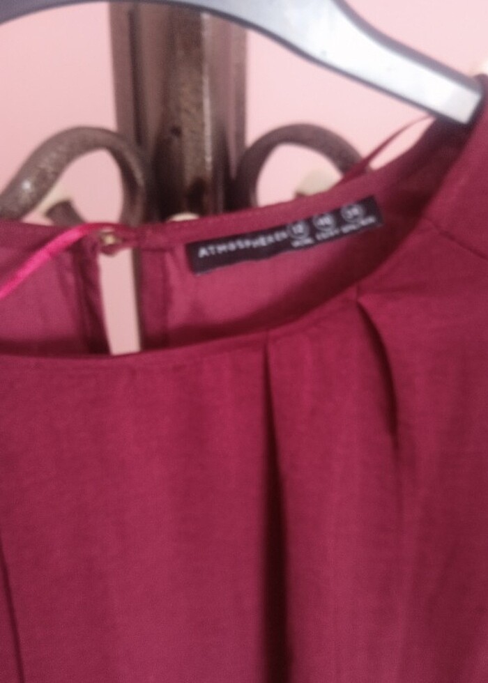 Bordo saten bluz  - Görsel 2