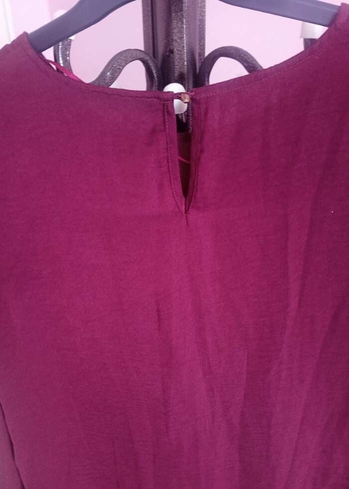 Bordo saten bluz  - Görsel 3