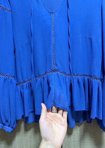 Kadın transparan fırfırlı bluz - Görsel 3