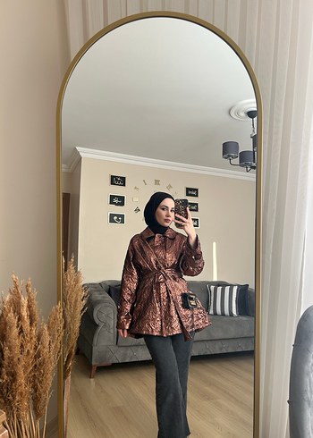 36 Beden Kahverengi Parlak Yılan Desenli Kemerli Kadın