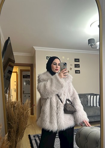 2K Game Gri Kadın Suni Kürk, Uzun Kollu, Salaş Kesim