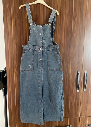 2K Mavi Denim Tulum Elbise