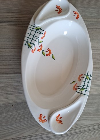 Beyaz Seramik Desenli Tabak