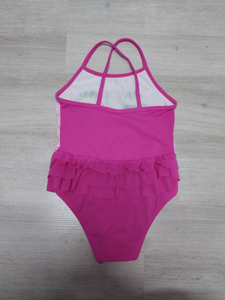 Kız Çocuk Pembe Baskılı İnce Askılı Mayo - Görsel 2