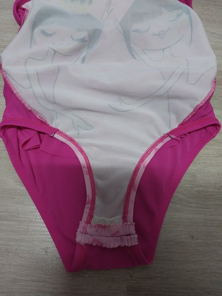 Kız Çocuk Pembe Baskılı İnce Askılı Mayo - Görsel 4