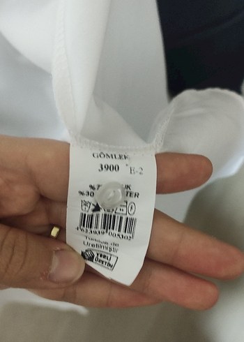 Düğmeli Beyaz Keten Kadın Gömlek - Görsel 4