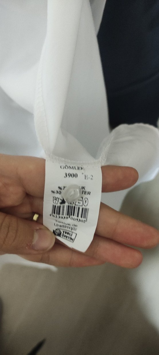 Düğmeli Beyaz Keten Kadın Gömlek - Görsel 4