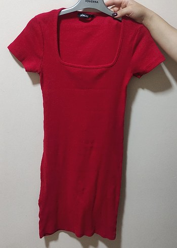 Kırmızı Midi Elbise - Görsel 3