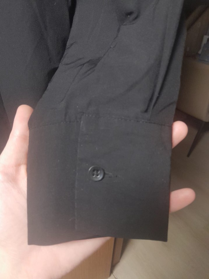 Kadın Siyah Gömlek, Uzun Kollu, Düğmeli - Görsel 4