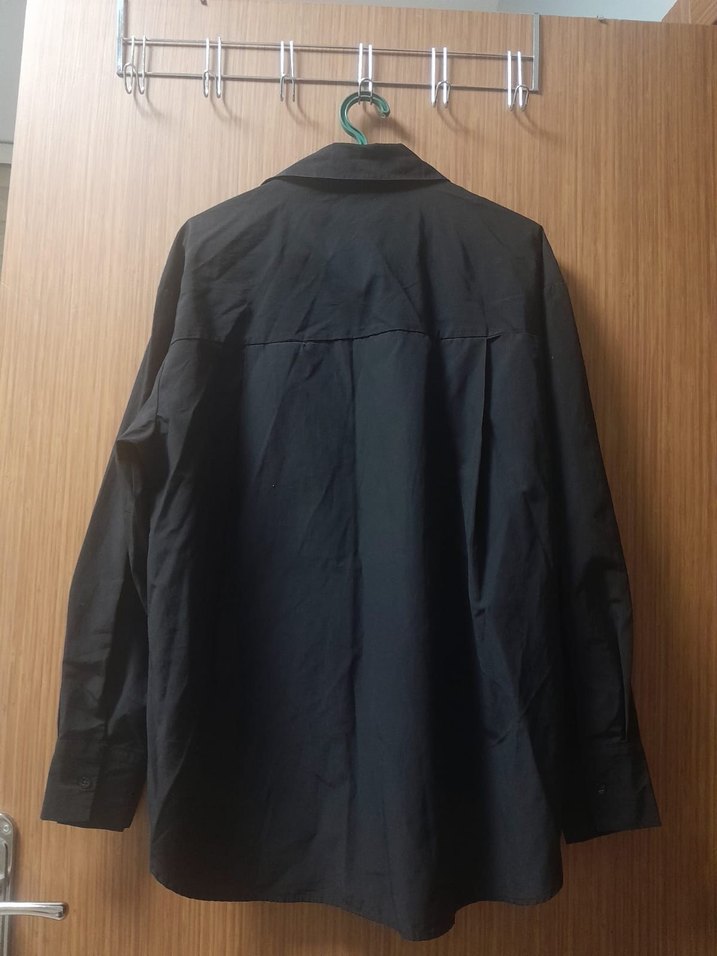 Kadın Siyah Gömlek, Uzun Kollu, Düğmeli - Görsel 2