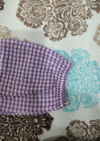 Uzun Kollu Mor ekoseli tunik - Görsel 4