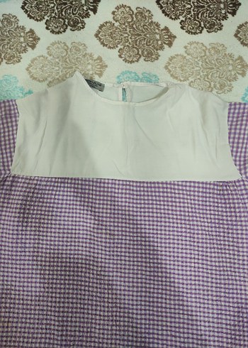 Uzun Kollu Mor ekoseli tunik - Görsel 2