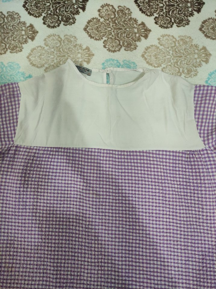 Uzun Kollu Mor ekoseli tunik - Görsel 2