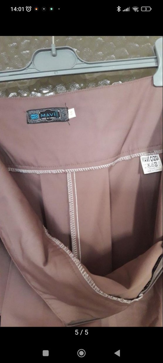 vizon Drapeli Uzun Kadın Pantalon Etek - Görsel 5