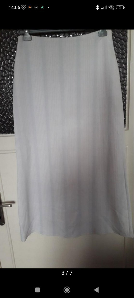 mavi Pilili Beyaz Uzun Kadın Etek - Görsel 3