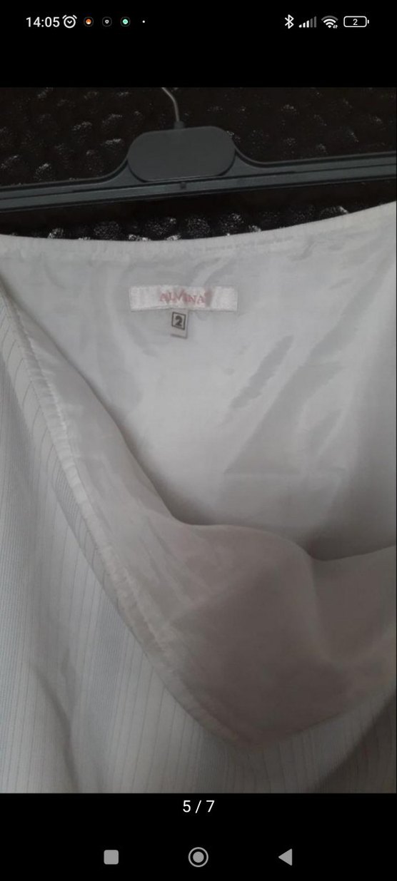 mavi Pilili Beyaz Uzun Kadın Etek - Görsel 5