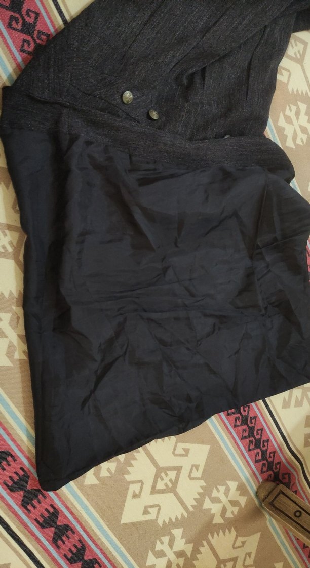 Gri siyah dokuma görünümlü kışlık Uzun Etek - Görsel 3