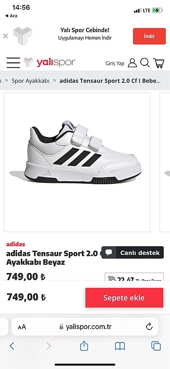 Adidas tensaur ayakkabi