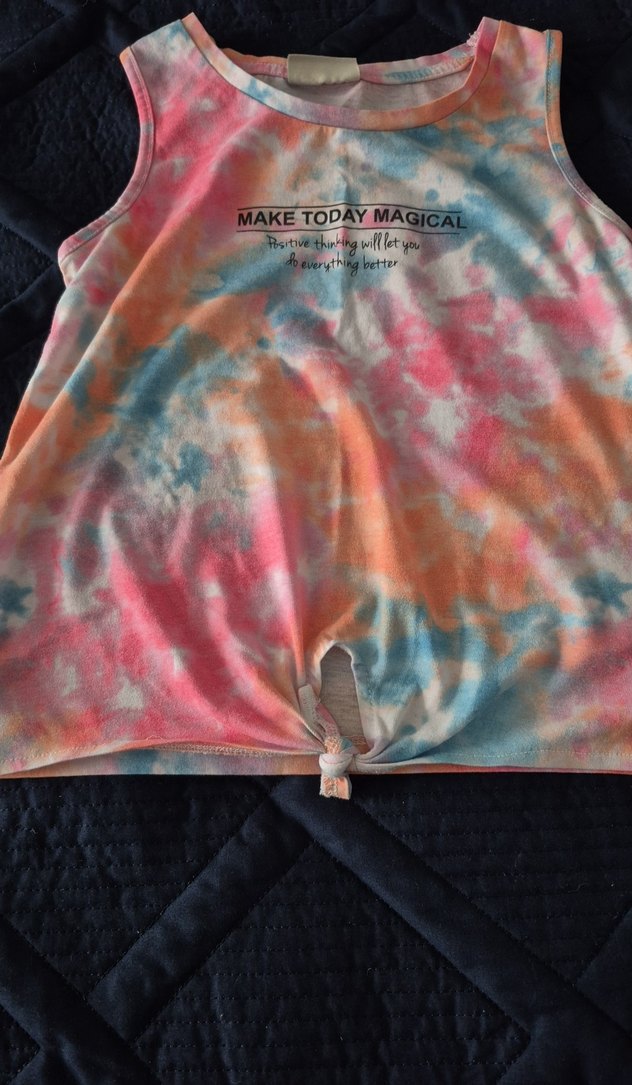 Kız Çocuk Çok Renkli Bağlama Desenli Askısız Tişört - Görsel 4