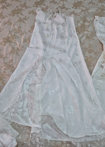 Nakışlı Bohem Uzun Beyaz Kadın Sabahlık - Görsel 7