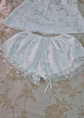 Nakışlı Bohem Uzun Beyaz Kadın Sabahlık - Görsel 11