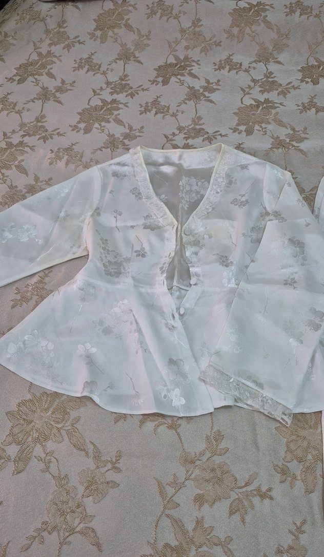 Nakışlı Bohem Uzun Beyaz Kadın Sabahlık - Görsel 4