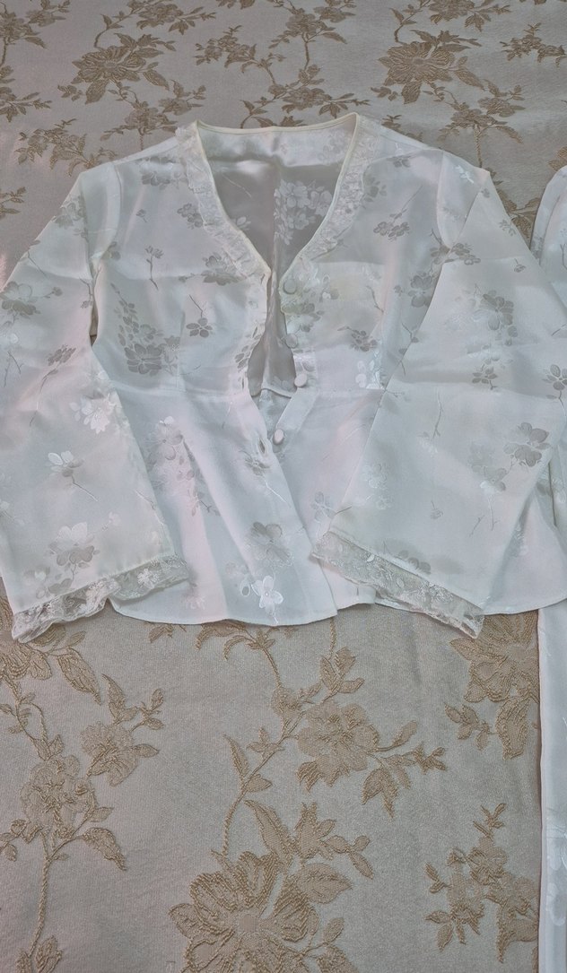 Nakışlı Bohem Uzun Beyaz Kadın Sabahlık - Görsel 5