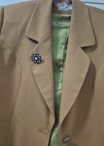 Düğmeli Bej Kadın Blazer Ceket - Görsel 2