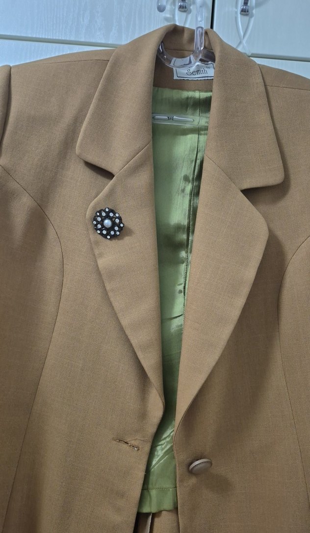 Düğmeli Bej Kadın Blazer Ceket - Görsel 2