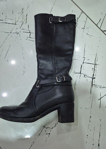 Tokalı Siyah Deri Dizüstü Kadın Çizme - Görsel 2