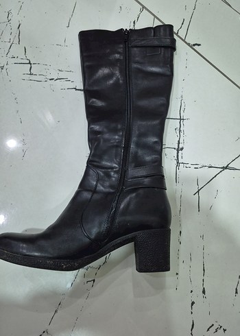 Tokalı Siyah Deri Dizüstü Kadın Çizme - Görsel 3