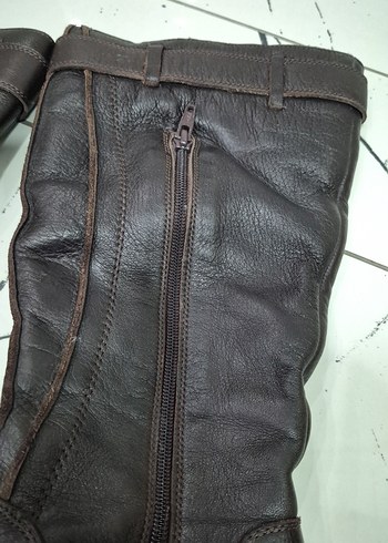 Kahverengi Deri Kadın Dolgu Topuklu Çizme - Görsel 4