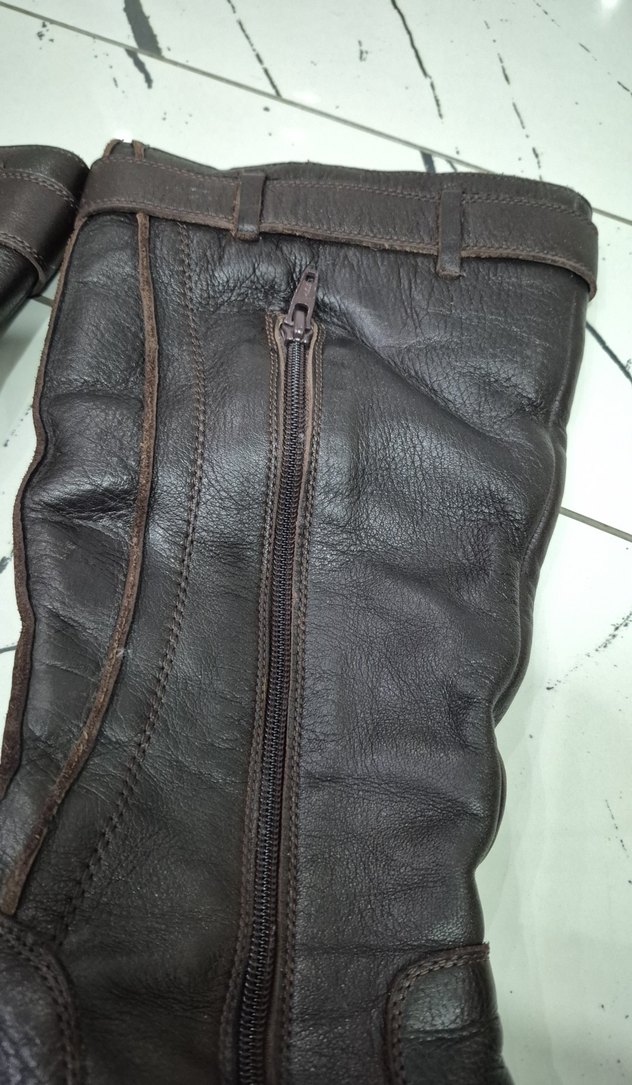 Kahverengi Deri Kadın Dolgu Topuklu Çizme - Görsel 4