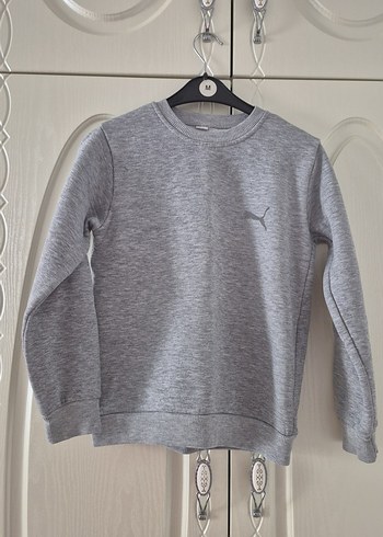 unisex Gri Sweatshirt, Bisiklet Yaka, Rahat Kesim