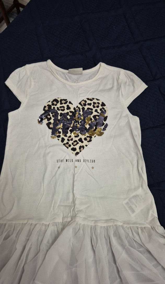 Kız Çocuk Beyaz Kısa Kollu Fırfırlı penye tişört - Görsel 2