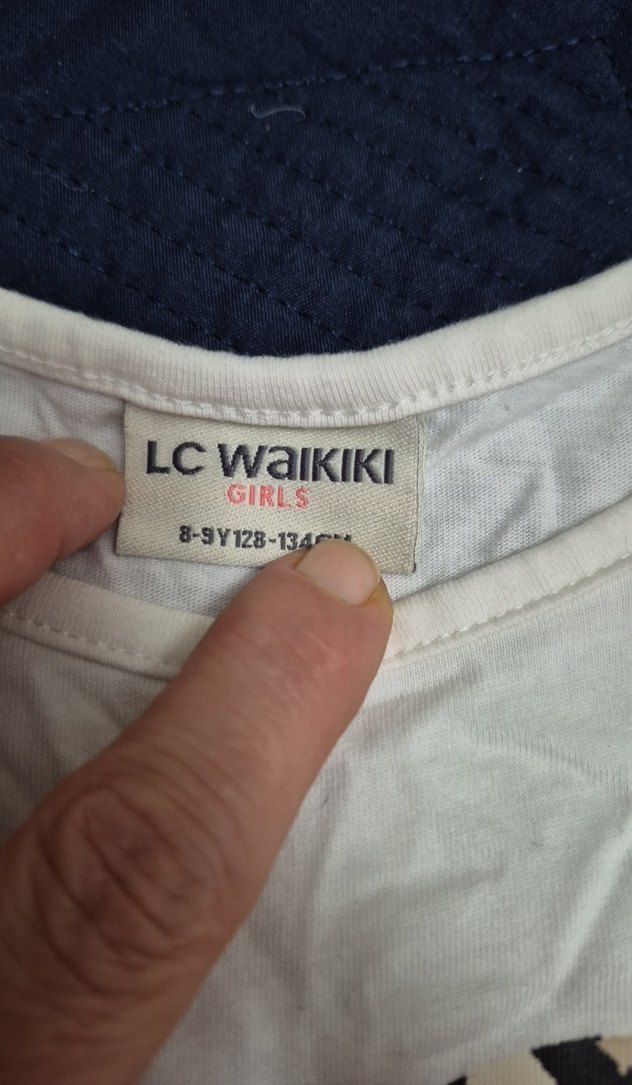 Kız Çocuk Beyaz Kısa Kollu Fırfırlı penye tişört - Görsel 3