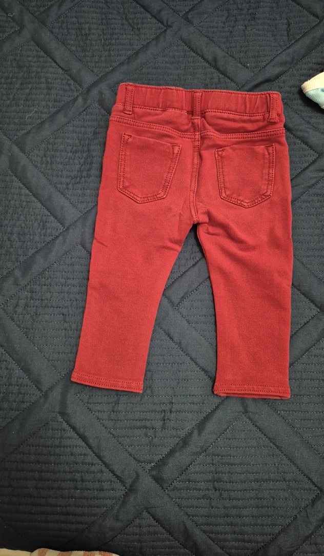 bordo renkli kız Çocuk Dar Kesim Denim Pantolon - Görsel 3