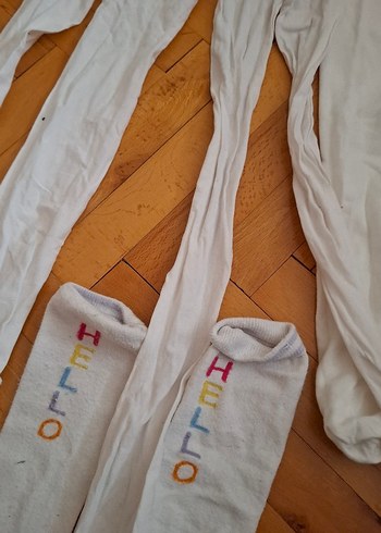 Çocuklar için beyaz keten külotlu çorap - Görsel 5